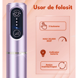 Freză unghii profesională wireless, 20.000 RPM, 6 capete, 60 benzi de șlefuire, roz