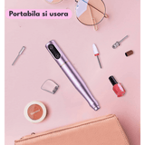 Freză unghii profesională wireless, 20.000 RPM, 6 capete, 60 benzi de șlefuire, roz