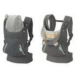 Marsupiu ergonomic cu glugă detașabilă, buzunar de depozitare și suport lombar, poziții spate sau rucsac, pentru nou-născuți și copii mici, gri.