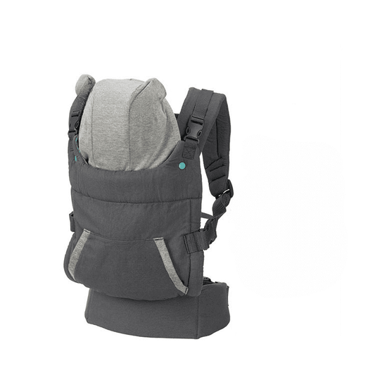 Marsupiu ergonomic cu glugă detașabilă, buzunar de depozitare, suport lombar, poziții spate sau rucsac pentru bebeluși.