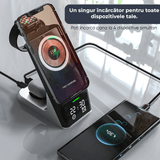 Încărcător Wireless Fast Charger 3 în 1, 15W, Negru, Compatibil cu iPhone, AirPods, Apple Watch, Android, Samsung, Huawei, Xiaomi