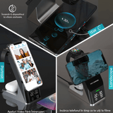 Încărcător Wireless Fast Charger 3 în 1, 15W, Negru, Compatibil cu iPhone, AirPods, Apple Watch, Android, Samsung, Huawei, Xiaomi