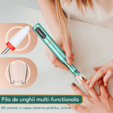 Freză unghii profesională wireless, 20.000 RPM, 6 capete, 60 benzi de șlefuire, verde deschis