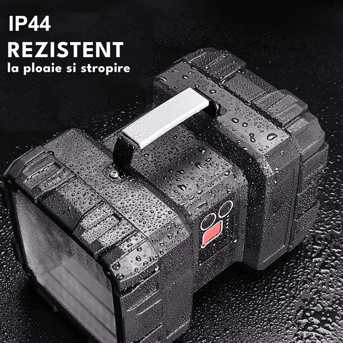 Lanterna Multifuncțională Reîncărcabilă, 10.000mAh, Power Bank, 1200LM, 7 Moduri, IPX44, 2 Capete, Negru