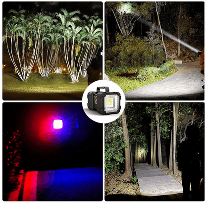 Lanterna Multifuncțională Reîncărcabilă, 10.000mAh, Power Bank, 1200LM, 7 Moduri, IPX44, 2 Capete, Negru