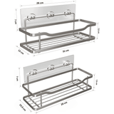 Raft de Duș, Etajeră Baie, Oțel Inoxidabil, Set 2 Rafturi, Argintiu