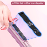 Freză unghii profesională wireless, 35.000 RPM, 11 capete, 6 benzi de șlefuire, roz deschis