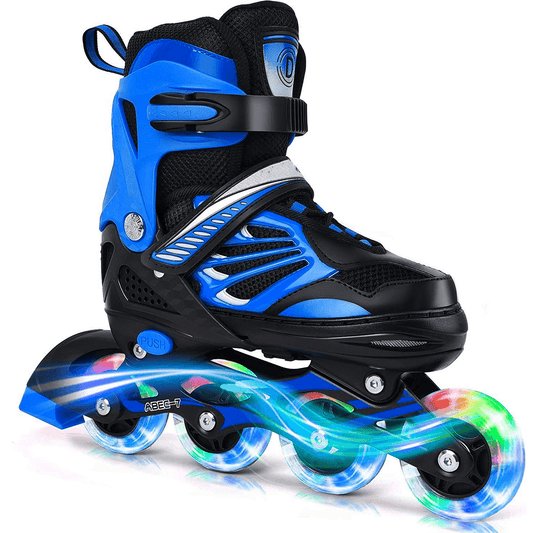 Role Reglabile L 38-41, Roți Luminoase Silicon, Rulmenți ABEC-7, Albastru