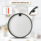 Oglinda Rotunda 70 cm Rama Neagra Elindor® Decorativa, Moderna si Eleganta, Reflexie HD, Sticla fara Distorsiuni, Ideala pentru Dormitor, Living, Birou, Dressing, Hol