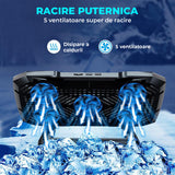 Cooler Laptop Gaming RGB Elindor® Suport cu Unghi Reglabil pe 5 Nivele, Viteza Ajustabila, Dimensiuni Compatabile 12-15.6 Inch, 5 Ventilatoare Puternice si Silentioase, 2 Porturi USB, Suport Telefon, pentru Birou, Calatorii, 36 × 25.5 × 2.7 cm, Negru