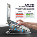 Cooler Laptop Gaming RGB Elindor® Suport cu Unghi Reglabil pe 6 Nivele, Dimensiuni Compatabile 13-15.6 Inch, 6 Ventilatoare Puternice si Silentioase 25dB, Viteza Ajustabila, 2 Porturi USB, pentru Birou, Calatorii, 41.6 x 28.5 x 2.8 cm, Negru