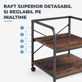 Raft Elindor® 2 Niveluri, Inaltime Reglabila, Rafturi Depozitare, Organizare Birou, Bar, Dulap Organizator Ideal ca Etajera Camara, Perfect pentru Imprimanta, Proiector, Stabil si Compact, Polita pentru Obiecte, 55 x 50.8 x 57 cm, Maro Rustic