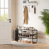 Organizator pentru Pantofi Elindor® Pantofar cu 3 Nivele Mari, Fara Gauri, Suport Metalic pentru Papuci, Dulap Hol, Dormitor, Economisire Spatiu, Depozitare Incaltaminte, 30 × 92 × 55 cm, Negru