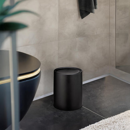 Cos de Gunoi Cosmetic Elindor® cu Capac Tip Swing si Recipient Interior, Capacitate 6L, Galeata Detasabila, Multifunctional, Ideal in Bucatarie, Baie, Birou, Camara, Living, Dormitor, Potrivit pentru Colectare Selectiva, 25.5 × 21 cm, Negru