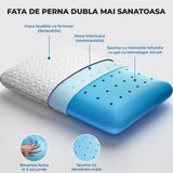 Perna Ortopedica Elindor® Memory Foam Pillow pentru Gat, Suport Cervical Ergonomic, Spuma cu Memorie Anatomica, Hipoalergenica, cu Gel, Husa Detasabila Respirabila, Ajuta la Spondiloza Cervicala, Ideal pentru Dormit, 60x40x14 cm, Alb