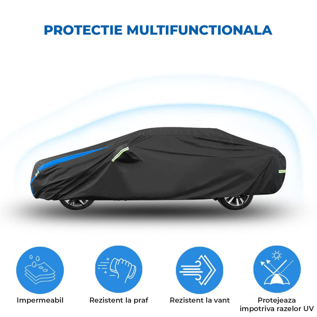 Prelata Auto Premium Elindor® Impermeabila, Protectie UV, Antisoare, Praf, Ploaie si Zapada, Toate Anotimpurile, Husa Exterior, Huse Protectie Completa, Universala, Accesorii Masina, Marime Hatchback, 350 × 170 × 150 cm, Gri