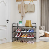 Organizator pentru Pantofi Elindor® Pantofar cu 3 Nivele Mari, Fara Gauri, Suport Metalic pentru Papuci, Dulap Hol, Dormitor, Economisire Spatiu, Depozitare Incaltaminte, 70 × 30 × 57 cm, Negru