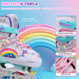 Role Reglabile pentru Copii și Adulți, 4 Roți Luminoase, Curcubeu, Mărimea 27-31 S
