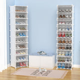 Organizator pentru Pantofi Elindor® Pantofar tip Dulap cu 10 Nivele Mari, Fara Gauri, Suport pentru Papuci, Dulap Hol, Living, Dormitor, Economisire Spatiu, Depozitare Incaltaminte, 175 x 42 x 32 cm, Alb