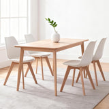 Set 4 Scaune Bucatarie Albe Elindor® din Piele Ecologica, Picioare din Lemn, Scaun Confortabil, Perna Sezut, Elegant, pentru Bucatarie, Dormitor, Living, 50 x 45 x 81 cm