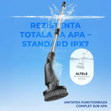 Perie Electrica Rotativa Elindor®, IPX7, 7 Capete Interschimbabile, Maner Telescopic 71.2 cm din Otel Inoxidabil, 2 Trepte de Viteza, 90 Minute Autonomie, pentru Curatare Bucatarie, Baie, Pardoseala, Geamuri, Negru