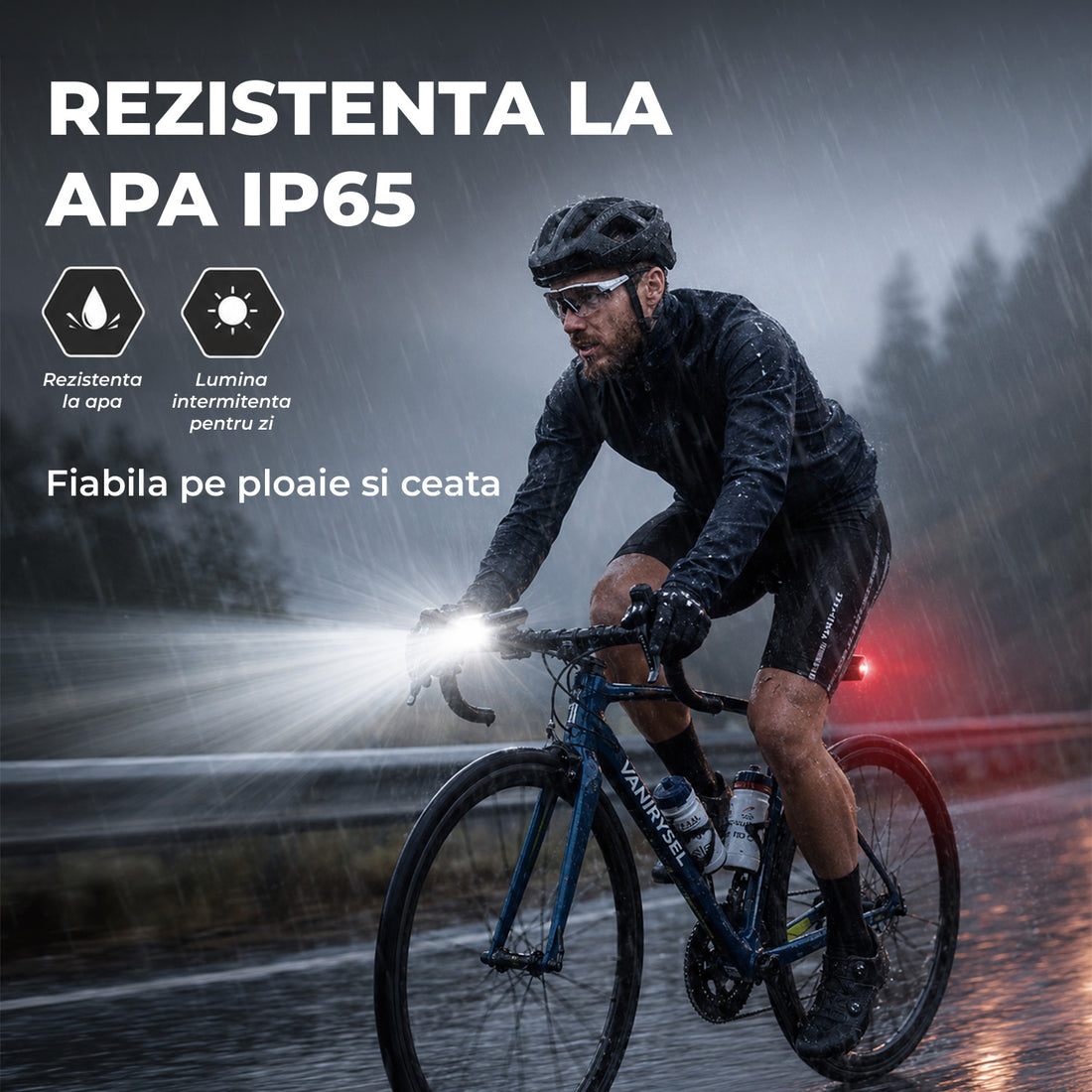 Set Lumini pentru Bicicleta Elindor®, Far Fata si Stop Spate LED, 10 Moduri de Iluminare, Incarcare USB-C, Impermeabil IP65, Rotire 360°, Faruri cu Acumulator Reincarcabil, Accesorii Bicicleta, 350 Lumeni, Negru