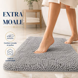Covor de Baie Elindor® din Microfibra, Extra Moale si Pufos, cu Fibre Dense, Antiderapant, Absorbant, Dreptunghiular, Potrivit in Fata la Cada, Cabina de Dus, WC, Chiuveta, Model Uni, 76 x 51 cm, Gri