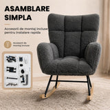 Fotoliu Balansoar Elindor® cu Spatar, Ergonomic, Cadru Solid din Otel, Ideal pentru Living, Dormitor, Camera Copilului, 68 x 88 x 93 cm, Gri Inchis