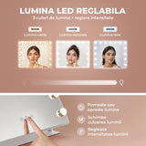Oglinda Cosmetica Iluminata Led 360° Elindor® de Masa, Buton Touch, Luminozitate Ajustabila, Efect de Marire Lupa 10X, Oglinzi Cosmetice pentru Coafor, Barbierit, Pensat, Vopsit, Tuns si Machiaj, Frizerie, 58X43 cm, Alb