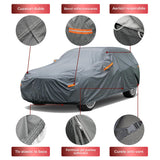 Prelata Auto Premium Elindor® Impermeabila, Protectie UV, Antisoare, Praf, Ploaie si Zapada, Toate Anotimpurile, Heavy Duty, Husa Exterior, Huse Protectie Completa, Universala, Accesorii Masina, Marime Break L, 470 × 198 × 144 cm, Gri Inchis
