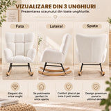 Fotoliu Balansoar Elindor® cu Spatar, Ergonomic, Cadru Solid din Otel, Ideal pentru Living, Dormitor, Camera Copilului, 68 x 88 x 93 cm, Alb