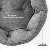 Pat Confortabil pentru Caini si Pisici Elindor® Rotund, Culcus Moale Antiderapant, Potrivit pentru Caine si Pisica de Talie Medie, Ideal in Orice Anotimp, in Casa, Marimea L, 76x60x20 cm, Gri