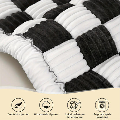 Husa Scaune Auto Elindor® pentru Protectie Scaun Sezut / Spatar si Transport Animale, Caini si Pisici, Universala, Ofera Protectie Pentru Bancheta Spate Masina, Antialunecare, 137 × 63 × 5 cm, Negru / Alb