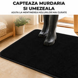 Covoras Antiderapant Elindor® pentru Intrare Casa, Lavabil la Masina, Super Absorbant, Moale, Durabil, Talpa Cauciucata Anti-Alunecare, Usor de Curatat, Pentru Interior si Exterior, 90 x 60 cm, Negru