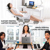 Masa Pliabila pentru Laptop Elindor® Suport Inaltime Reglabila 5 Trepte, Unghi Ajustabil, Antiderapanta, Usor de Depozitat, Birou Portabil cu Suport pentru Pahar si Mouse, Utilizare in Orice Loc, Ideala la Munca sau Mic Dejun la Pat, Bej