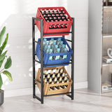 Suport Navete Bauturi Elindor®, 3 Niveluri, Cadru Metalic Rezistent, greutate Maxima Suportata 150 kg, Picioare reglabile, 47.5 × 31.5 × 115.5 cm, Negru