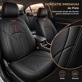 Set 5 Huse Scaune de Masina Elindor®, Huse Auto Piele, Impermeabile, Universale, Protectie Scaun Fata si Spate, Montaj Rapid, Accesorii Masina Interior, Negru