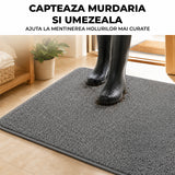 Covoras Antiderapant Elindor® pentru Intrare Casa, Lavabil la Masina, Super Absorbant, Moale, Durabil, Talpa Cauciucata Anti-Alunecare, Usor de Curatat, Pentru Interior si Exterior, 60 x 40 cm, Gri