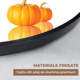 Oglinda Rotunda Elindor®, Diametru 60 cm, Rama din Aluminiu, Stil Modern, Baie, Hol, Negru