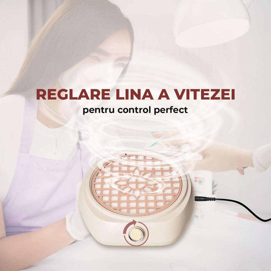 Aspirator Praf Unghii Elindor®, Colector Profesional Manichiura si Pedichiura, 110W, Aparat cu Ventilator Puternic si Filtru Lavabil, Viteza Reglabila, Design Compact si Portabil, 23x22x7 cm, Ideal pentru Salon sau Acasa, Roz