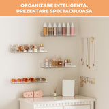 Set 4 Rafturi Elindor® Raft Suspendat de Depozitare, Mobila Bucatarie, Dormitor, Baie sau Birou, Etajera Practica cu Design Aerisit, Usor de Asamblat, Perfecta pentru Organizare Carti, Condimente, Decoratiuni, Polita Produse Diverse, 38 x 10 x 1.5 x 5 cm,