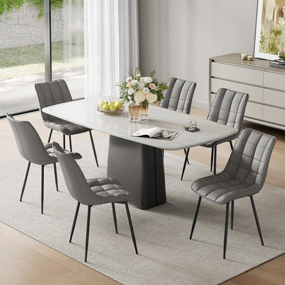 Set 2 Scaune Elindor® Ergonomice, Design Contemporan, Scaun cu Spatar si fara Manere, din Catifea cu Picioare Metalice Negre, Potrivite pentru Living, Bucatarie, Birou, Dormitor, Latime Sezut 46 cm, 85.5 x 45 x 42 cm, Gri