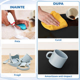 Set 2 Covoare Elindor® Antiderapant, Lavabil, Modern, Rezistent la Apa, Ideal pentru Bucatarie, Baie, Hol, Covor cu 3 Straturi, cu Strat Antispargere, Curatare Usoara, Grosime 1 cm, 44 x 76.2 cm si 44 x 119.4 cm, Negru