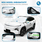 Parasolar Auto Elindor® pentru Parbriz si Oglinzi, Magnetic cu 9 Magneti, cu Banda Reflectorizanta, Material cu 4 Straturi, Universal, Folie pentru Protectie Soare, Anti-inghet, Pliabil, Usor de Depozitat, Accesorii Masina Exterior, 157 x 126 cm, Argintiu
