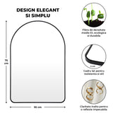Oglinda de Perete Elindor® Arcuita 55x75 cm, Reflexie HD, Rama Neagra