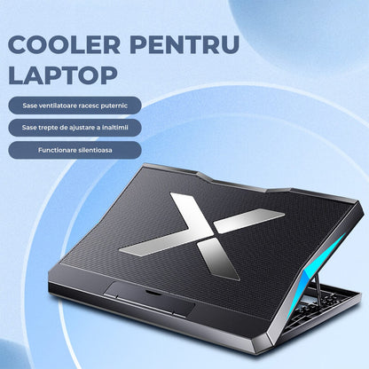 Cooler Laptop 6 Ventilatoare Elindor®, Reglabil pe Inaltime, Compatibil 17 Inch, Negru