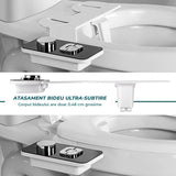 Bideu Retractabil Elindor® pentru Toaleta cu Functie de Auto Curatare, Non Electric, Ultra Slim, Buton Control de Presiune, pentru Igiena Personala, Apa Rece, Kit Accesorii WC, Sistem Bidet pentru Colac si Capac de Toalete, Set pentru Baie, Negru