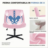 Scaun Birou Ergonomic Elindor® Rotativ 360°, fara Manere, cu Spatar Design Compact, Scaune in Stil Modern fara Roti, Picioare Metalice, Reglaj Balansare, Confortabil, Inaltime Ajustabila, 56 × 67 × 92 cm, Roz