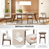 Set 2 Scaune Elindor® Ergonomice, Design Contemporan, Scaun cu Spatar si fara Manere, Tapitate cu Picioare din Lemn, Potrivite pentru Living, Bucatarie, Birou, Dormitor, 79 x 55 x 48 cm, Bej