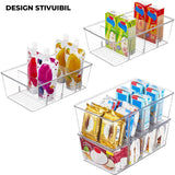 Set de 4 Containere Elindor® pentru Camara si Frigider, cu Compartimente Reglabile si Design Stivuibil, din ABS, Condimente, Sosuri sau Alimente Mici, cu Format Compact si Corp Transparent, Organizator Bucatarie, Cutie, Separatoare, Plastic